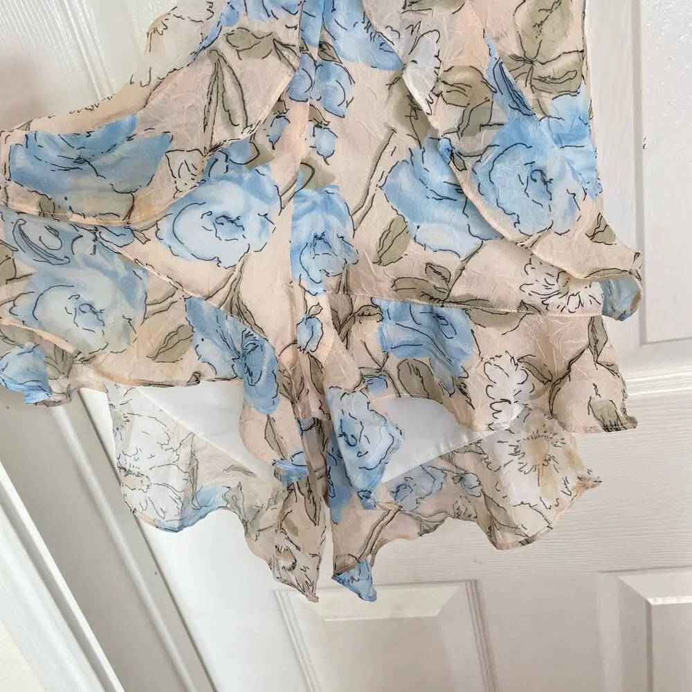 FOR LOVE AND LEMONS Cadence Romper Cream Blue Floral Feminine Dainty Size XS - Picture 9 of 16